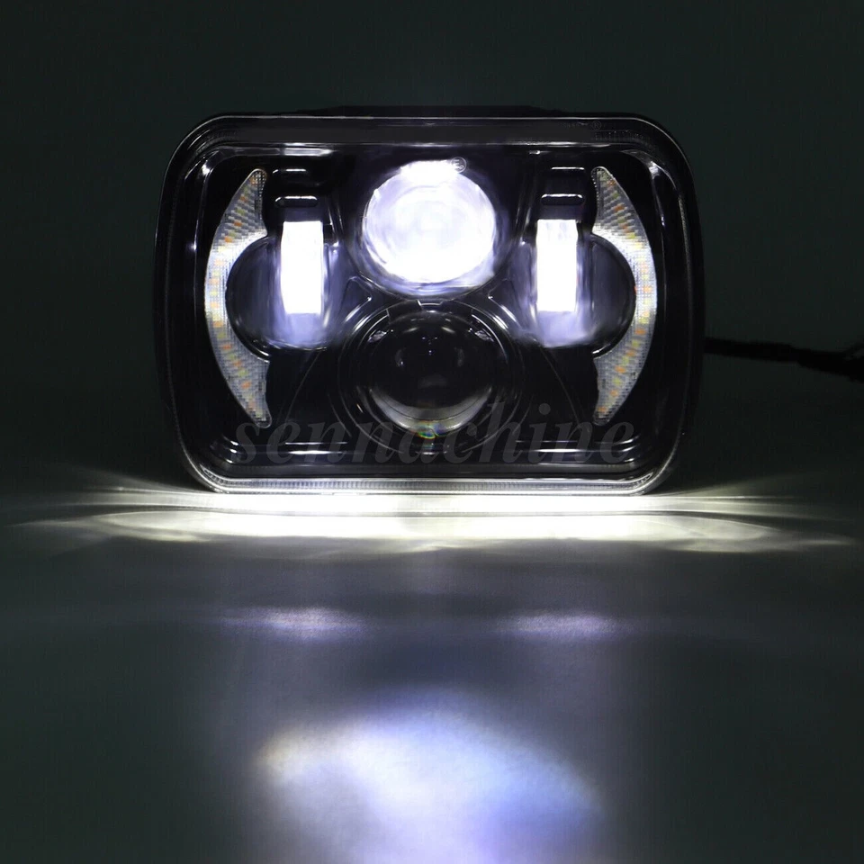 Pair 5X7 7x6" LED Headlight For 1986-1995 Jeep Wrangler YJ 1984-2001 Cherokee XJ - Image 4 of 4