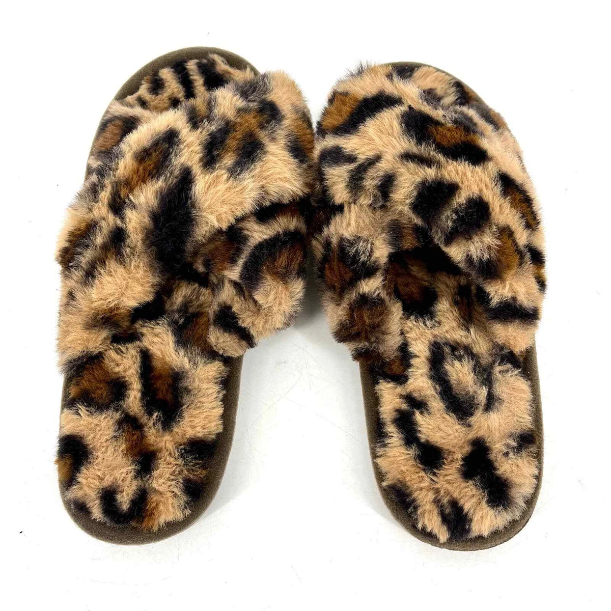 Bearpaw faux fur animal print open toe slipper 7 eBay
