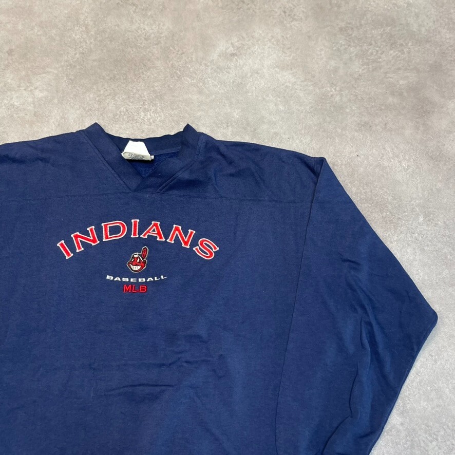 Lee Cleveland Indians Sweatshirt Mens 2XL MLB Crew Neck Jumper, Navy image 2