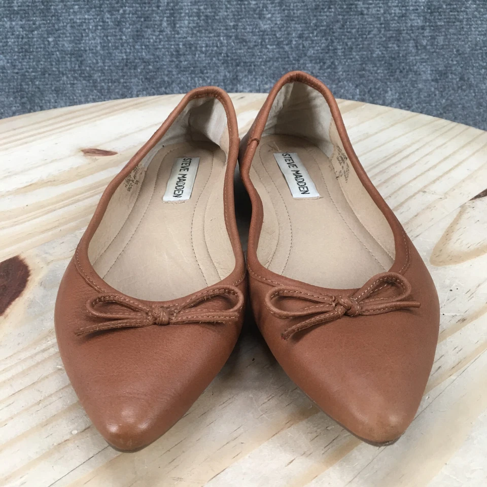Steve Madden Boots Womens 6.5 M Shyly Slip On Flats Brown Leather Pointed Toe - Изображение 3 из 4