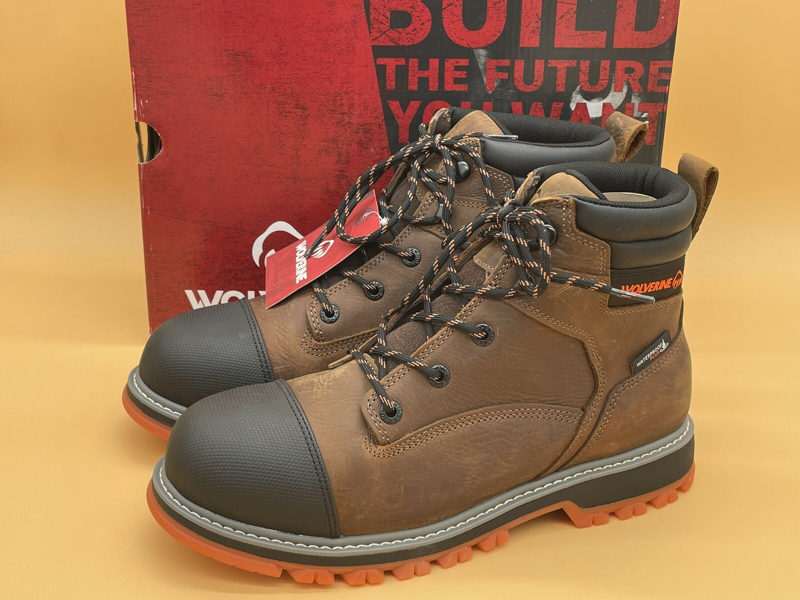 Sz 11.5 EW Wolverine Men Floorhard LX Cap Toe Safety Shoes Work Waterproof Brown