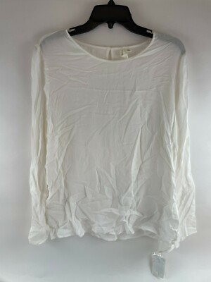 Treasure & Bond Blouse Shirt Women's Size Small White Long Flare Sleeve Keyhole
