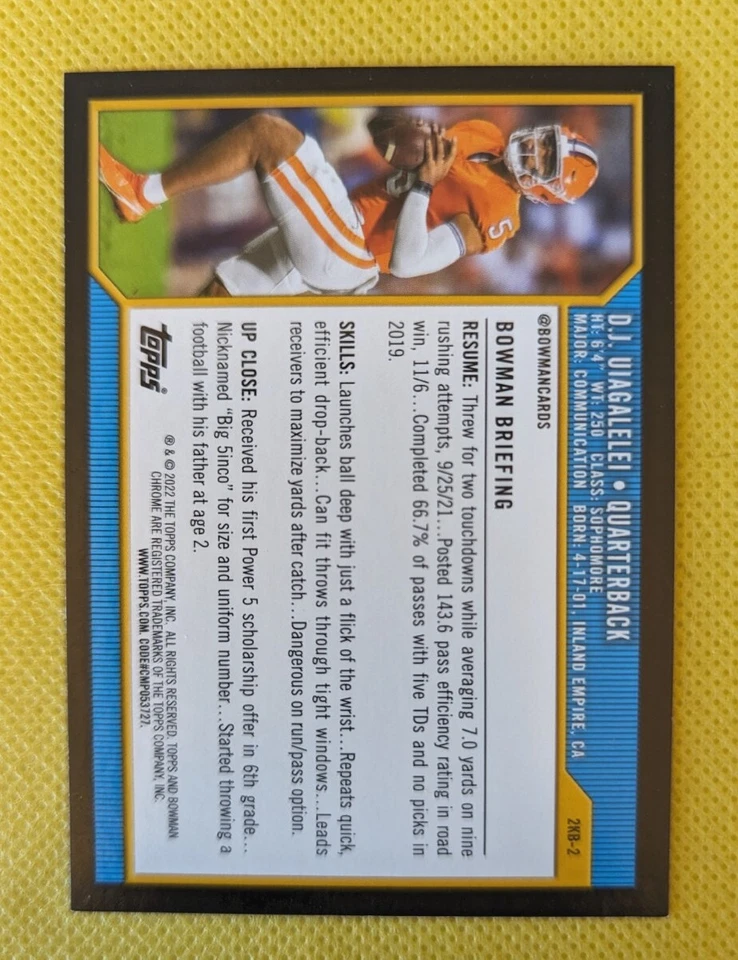 2021-22 Bowman University DJ Uiagalelei 2000 Bowman 2KB-2 Insert RC FSU ~QTY - Image 2 of 2