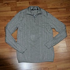 PERRY ELLIS Men's Sz M QUARTER-ZIP Henley Sweater PULLOVER SHIRT EUC