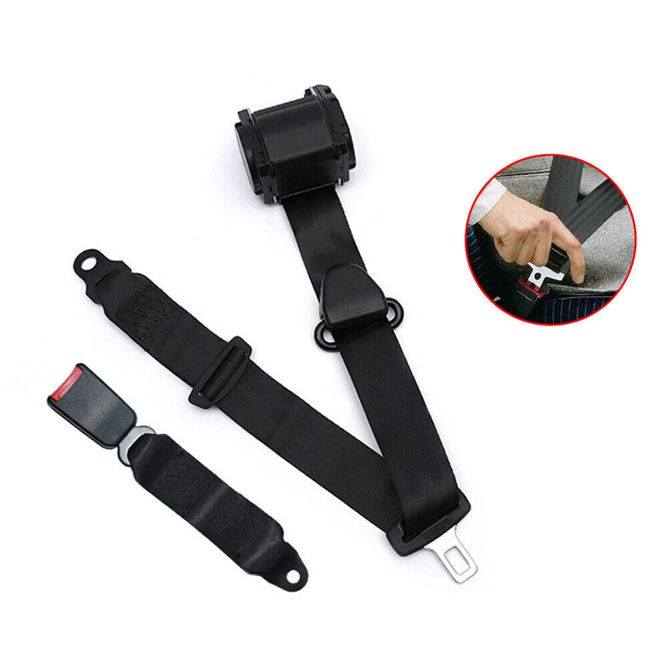 Auto 3 Point Car Safety Seat Belts Lap & Belt Buckle Cable Safety Accessories - Image 2 of 4