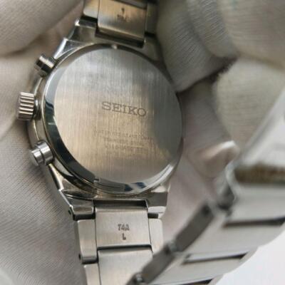 Seiko World Time V195-0AE0 Chronograph Date St.Steel Black Slv