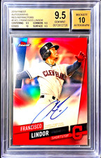 2019 Topps Finest Francisco Lindor Red Refractor Auto /5 BGS 9.5/10 TGM+CLR MTCH