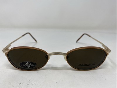 Innovative IMF-357 Satin Gold/Brown 47-20-140 Eyeglasses Frame w/ Clip-on QX06