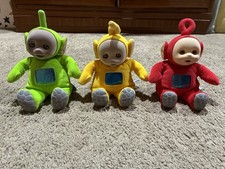 Vintage 1998 Eden Teletubbies Po Laa Laa Dipsy Lot of 3 Bean Bag Plush Toy 8"