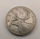 Canada 1945 25 Cents 25c Canadian Caribou Quarter Coin - 80% Silver - ASW .150oz