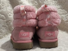 UGG Fluffy Mini Quilted Boots - Pink - Size 5- Leather- Suede - Sheepskin