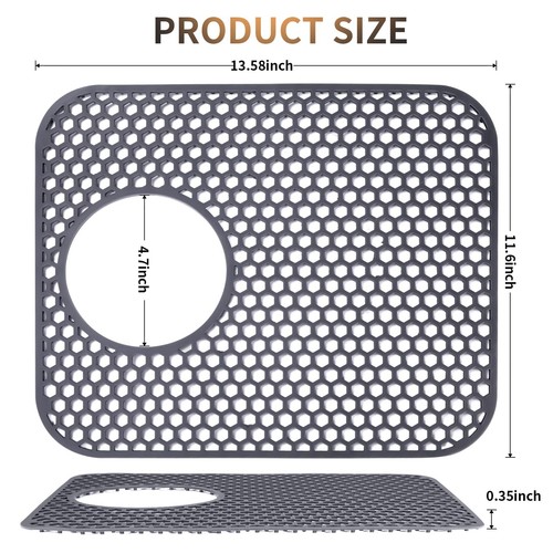 Sink Protector Mats 2 Pcs Silicone Kitchen Sink Mat Draining Heat Proof Mat w... - Picture 2 of 6