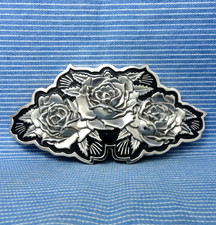 Large Floral Statement Belt Buckle Western Coastal Vtg 90s Stars Straps.CPA895