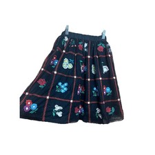Hanna Andersson Girls Black Embroidered Floral Tulle Midi Skirt Size 5 Yrs 110cm