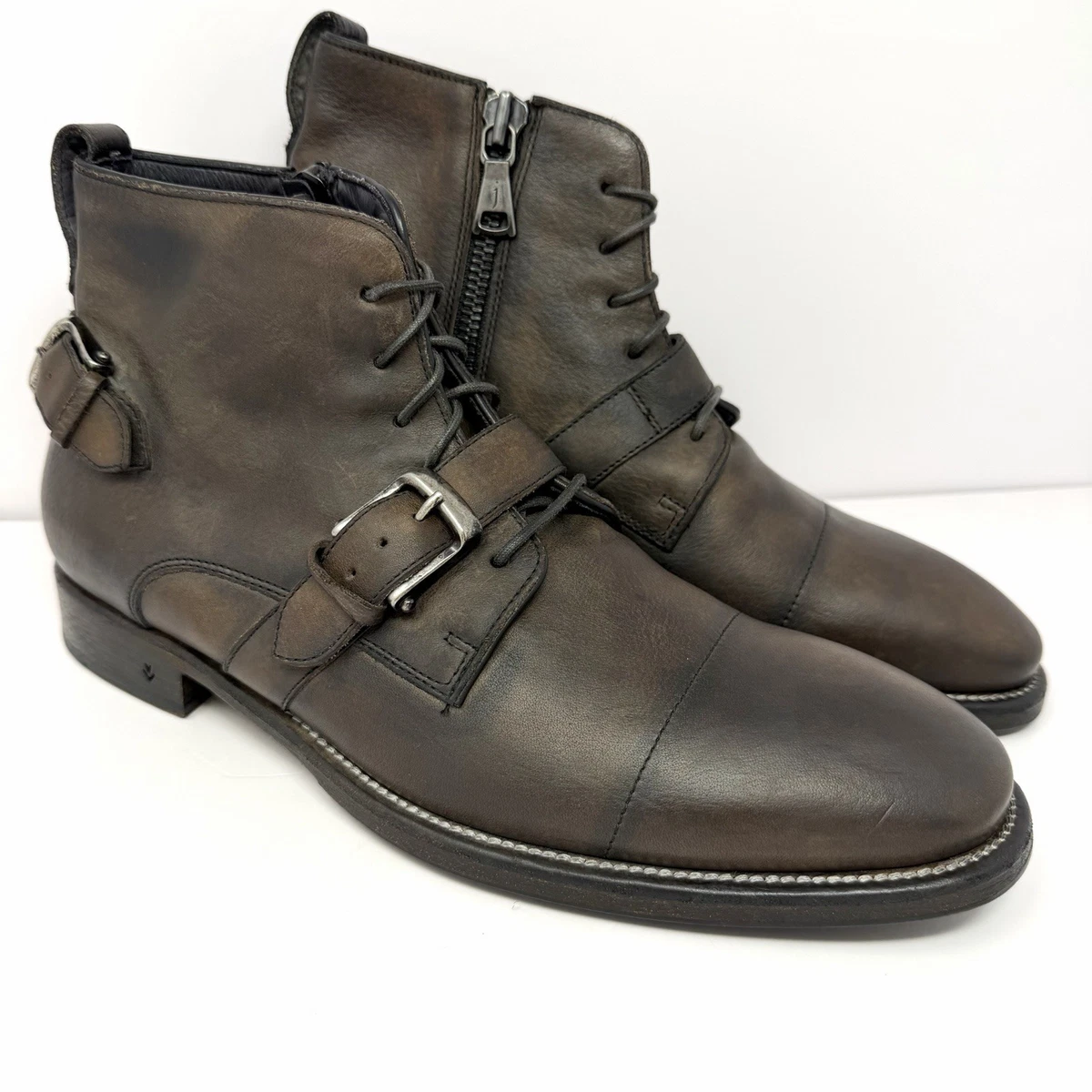 John Varvatos Brown Leather Buckle Moto Engineer Boots Size 10.5 John Varvatos Triple Buckle Engineer Boot | Grailed main image 2