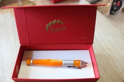 STIPULA - PINOCCHIO ROLLERBALL PEN ORANGE RESIN NEW IN BOX - PN1F CZHR