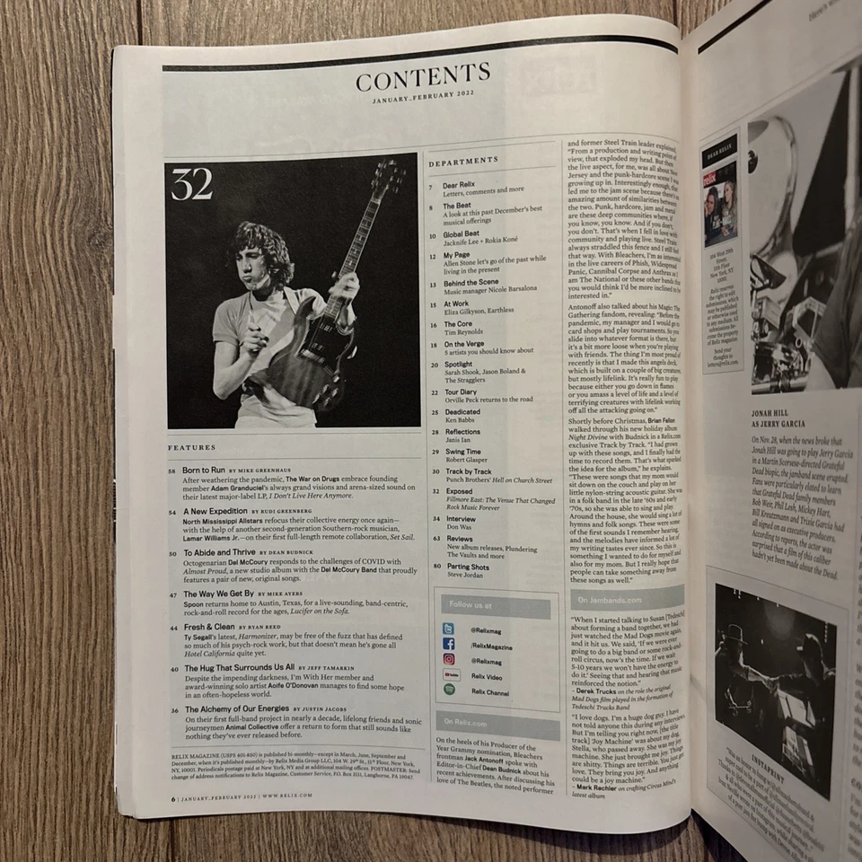 Relix Music Magazine & CD - Jan Feb 2022 - The War On Drugs Etc - Image 2 of 4