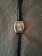 Classic Quartz Silvertone Rectangular Leather Strap Women's Watch Needs Battery