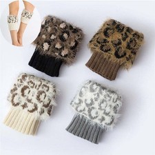 Leg Warmer Knitted Sock Fake Fur Warm Leg Leopard Cover Pattern Short Boot Cover