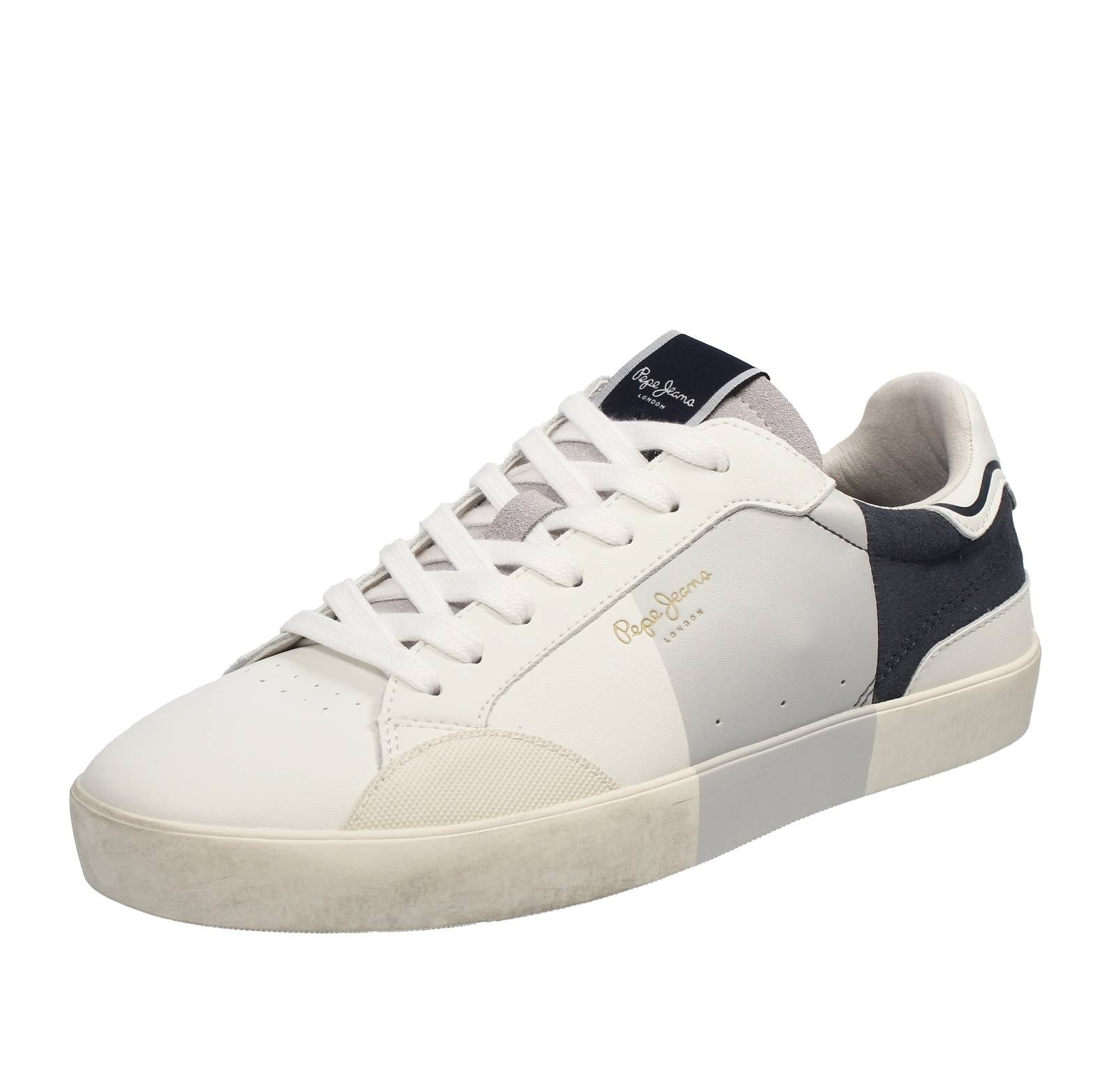 Pepe Jeans Lane Print - Sneakers Basse In Pelle Bianco - Taglia 45 [29cm] Uomo