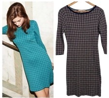 Boden Interstate Knit Sweater Mini Sheath Dress Navy/White Cotton Blend 2P