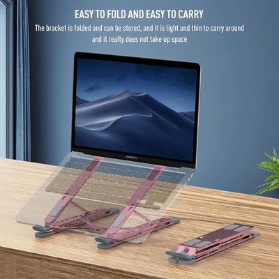 Aluminum Laptop Stand Foldable Adjustable Portable Notebook Riser Desk Holder
