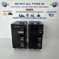 LOT OF 2, Square D QO240 40 Amp 2 Pole QO Plug-in Circuit Breaker 120/240 USED