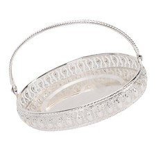 1-Metal Fruit Tray With Handle Oval Decorative Bowl Serving Platter For Sweets