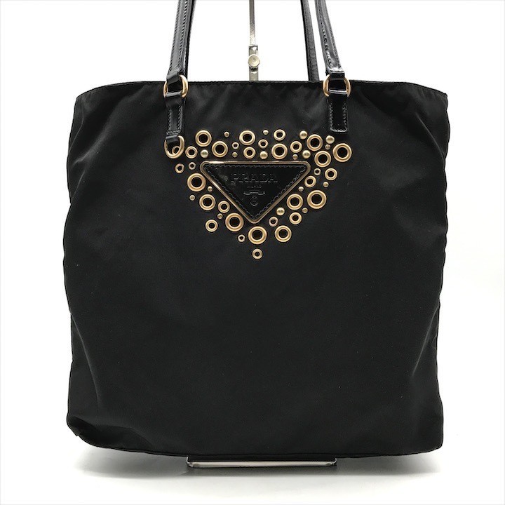 Prada Black Triangle Logo Testo Nylon Shoulder Bag K2014