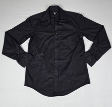 George Black Long Sleeve Classic Fit Stretch Collar Dress Shirt Men's Size Small