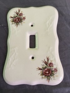 V B Athena Vintage Porcelain single Light Switch Cover Plate Vintage Made in USA