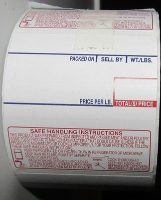 500-Pack Safe-Handling Meat & Poultry Labels   Price/Per-Pound, Sell-By, Weight
