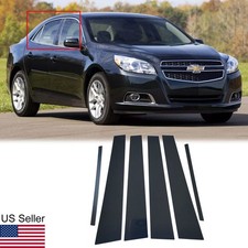 For Chevy Malibu 2008-2012 6pcs Glossy Piano Black Door Pillar Posts Trim Covers