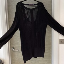 NEW LONG TALL SALLY XL Black Sweater NEW Long Tall Sally Fine Knit Long Jumper