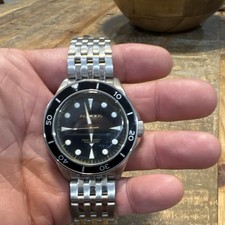 Aquinus Vintage-1 Automatic Diver Watch 38mm 200m Black Dial/Bezel SS Bracelet