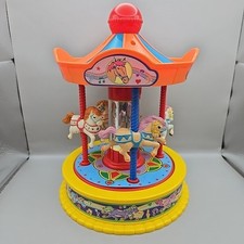 Vintage 1991 Red Box Musical Merry-Go-Round Carousel Horses 10" Toy 23137