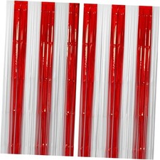 Zhanmai Christmas Tinsel Foil Fringe Curtains 3.8 8.0 ft Metallic 2 Red White