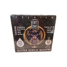 Acrylic Glitter Paint Marker Pens,  Pack of 12 , Assorted , New And Sealed.