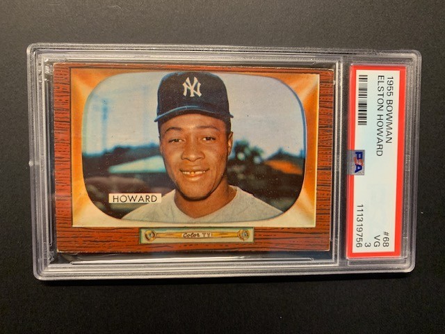 1955 Bowman Elston Howard Rookie #68 PSA 3 RC Yankees Sweet Card HOF Vivid Clean