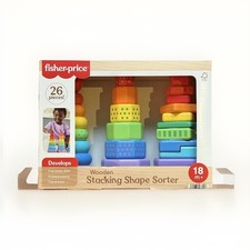 Fisher-Price Wooden Stacking Shape Sorter 26 Pieces Educational Toy 18 Months 
