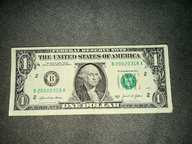 $1 Bill Birthday Note Series 2021 Bank Of New York 3/18/2002 Circulated 