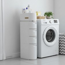 Narrow Bathroom Floor Drawer Cabinet Slim Slide-Out Storage Organizer Chest Unit