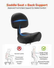 Saddle Stool w/ Backrest Footrest 500lb Adjustable Swivel Chair Black