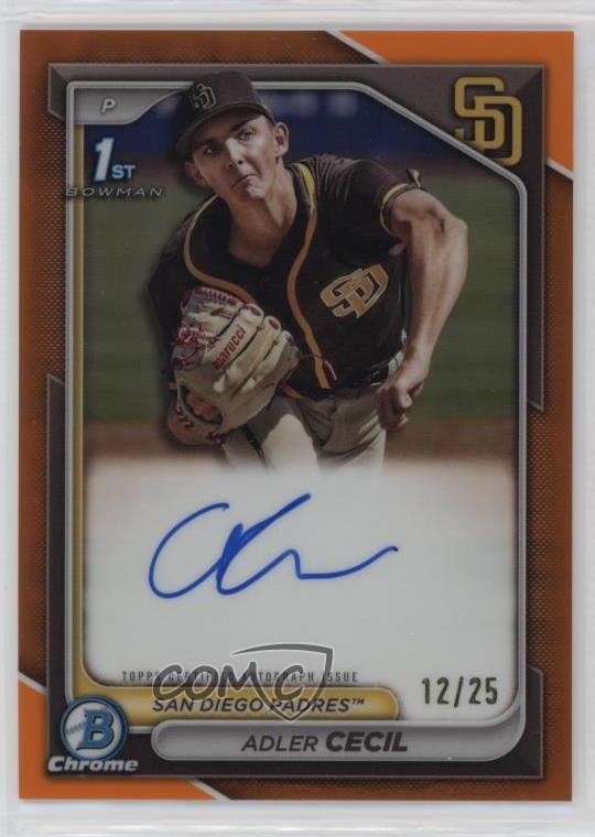 2024 Bowman Chrome Prospect Orange Refractor 12/25 Adler Cecil #CPA-CA Auto b9e