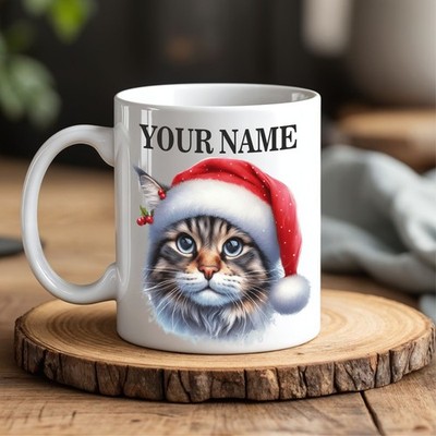 ''Personalisierte Weihnachten Katze Tee Kaffee Tasse Geschenk oder Geschenk für Katzenliebhaber 1