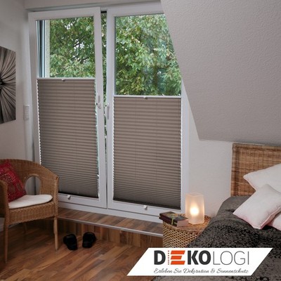 Fenster Plissee Faltstore mit zwei Griffen -   Dekor N416 Dunkelbraun