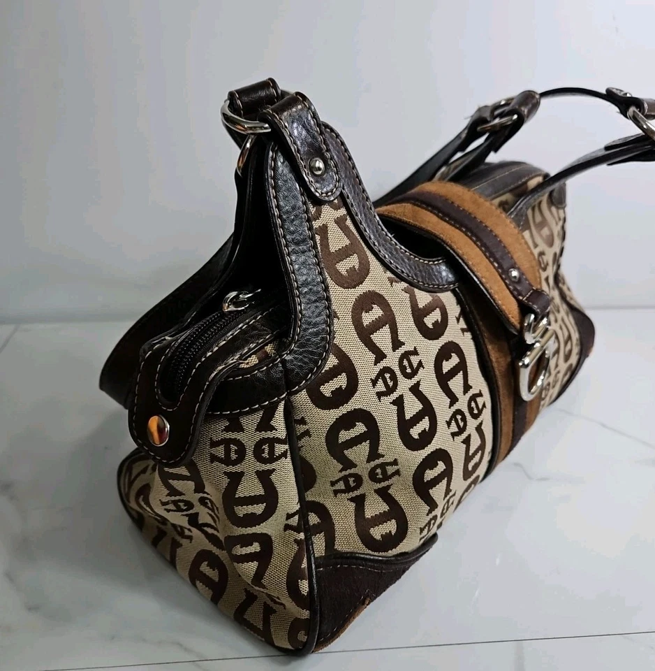 Bolso de Hombro Etienne Aigner Logo 3 Compartimentos Marrón 12.5x9x5" Foto 2 de 4