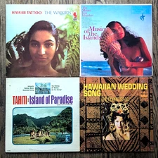Hawaiian Polynesian 4 LP Vinyl Lot world music exotica please see photos