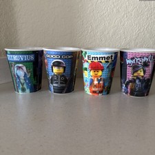 Lot Of 4 McDonalds The LEGO Movie Holographic Cups