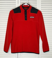 Vineyard Vines Boys Youth Sweatshirt Red Navy Harbor Fleece Shep Shirt L 16 